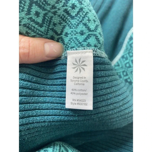 Athleta Sidestep Half-Zip Pullover Sweater Women's Small Green Thumbholes Cotton - Picture 8 of 10